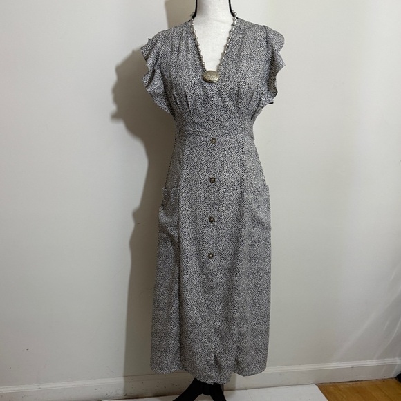 Sienna Sky Monochrome Ruffle Midi Dress sz xs - Picture 6 of 14